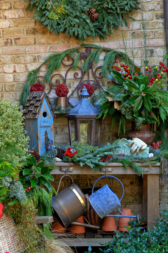 My Christmas potting bench.