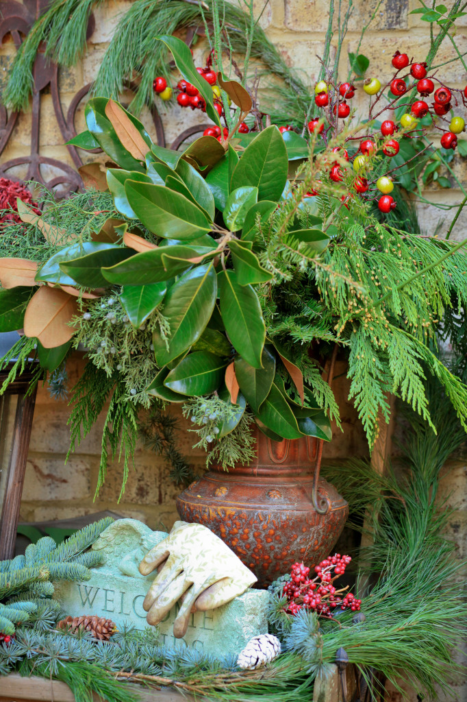 Evergreen Christmas garden arrangement.